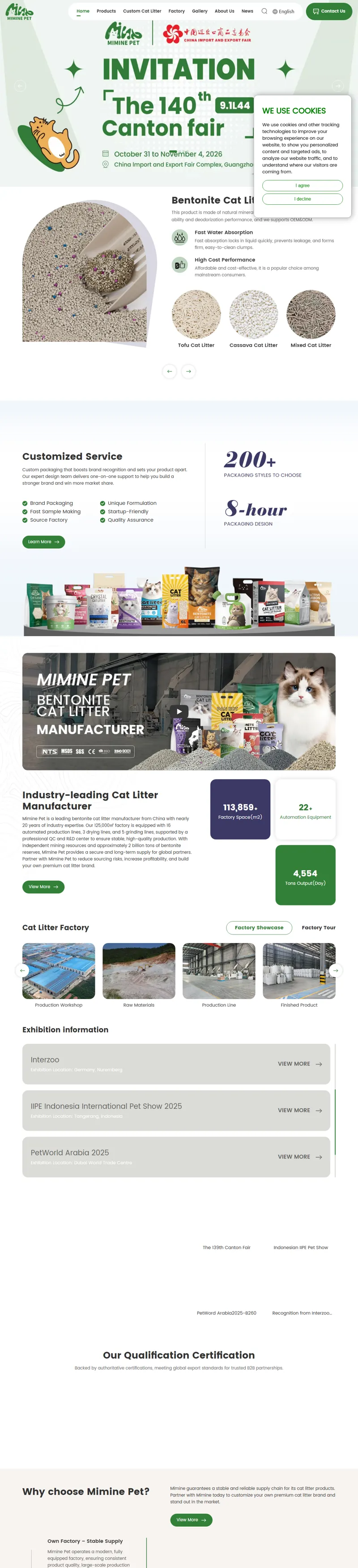 Leadind Cat Litter Manufacturer & Supplier in China | Mimine 网页长截图