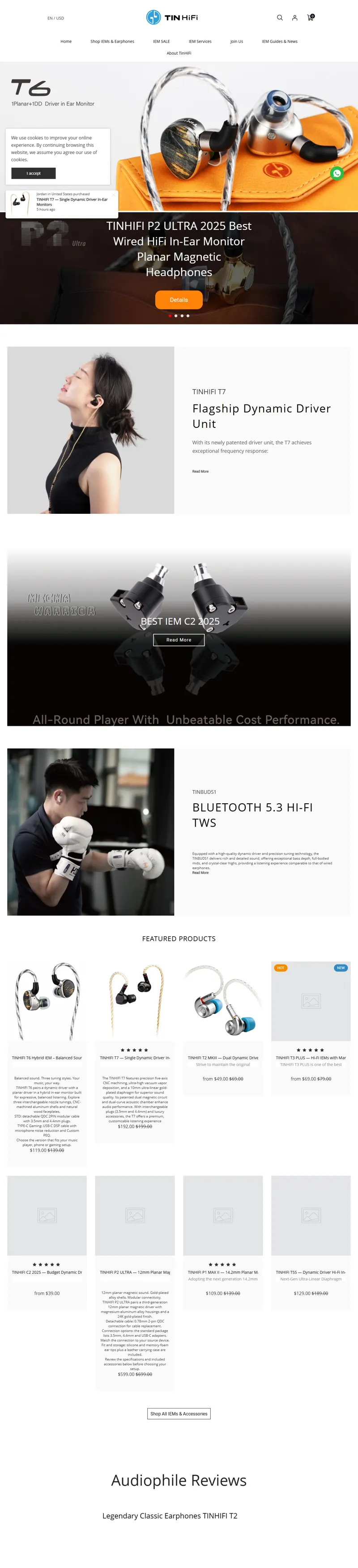 Tinhifi®official Best IEM headphones store 天天动听®官方商店,2023small iem, Best Wireless Bluetooth Earbuds,Headphones & IEM's，Best In-Ear Monitors,best budget wireless iems,best headphones for music,best headphones wireless,Best in-ear 网页长截图